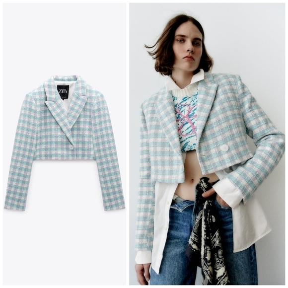 Zara Textured Cropped Blazer - Picture 9 of 9